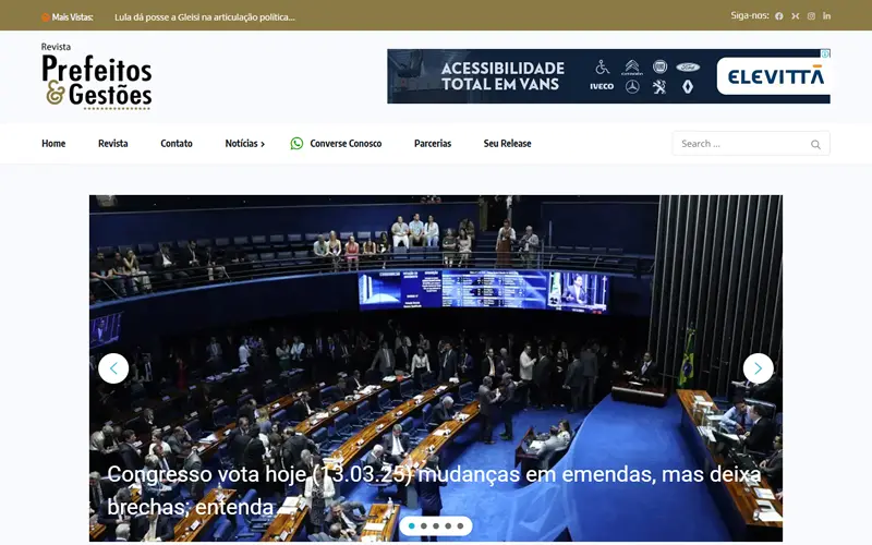 Captura de tela do projeto Prefeitos & Gestões