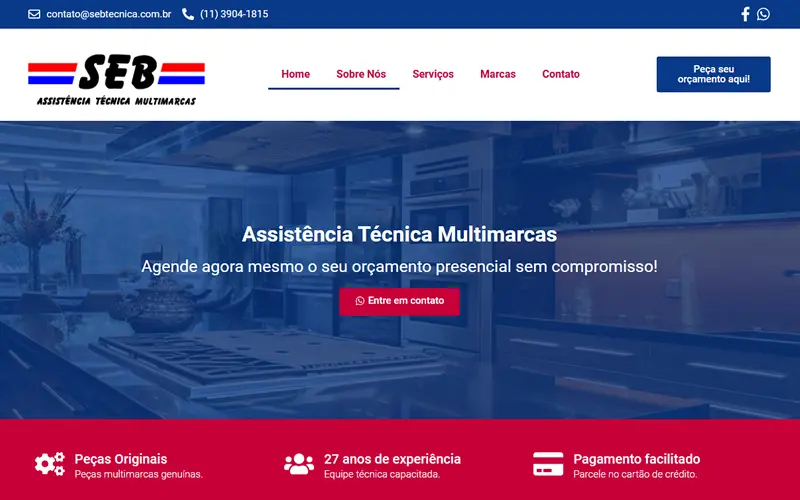 Captura de tela do projeto SEB Assistência Técnica